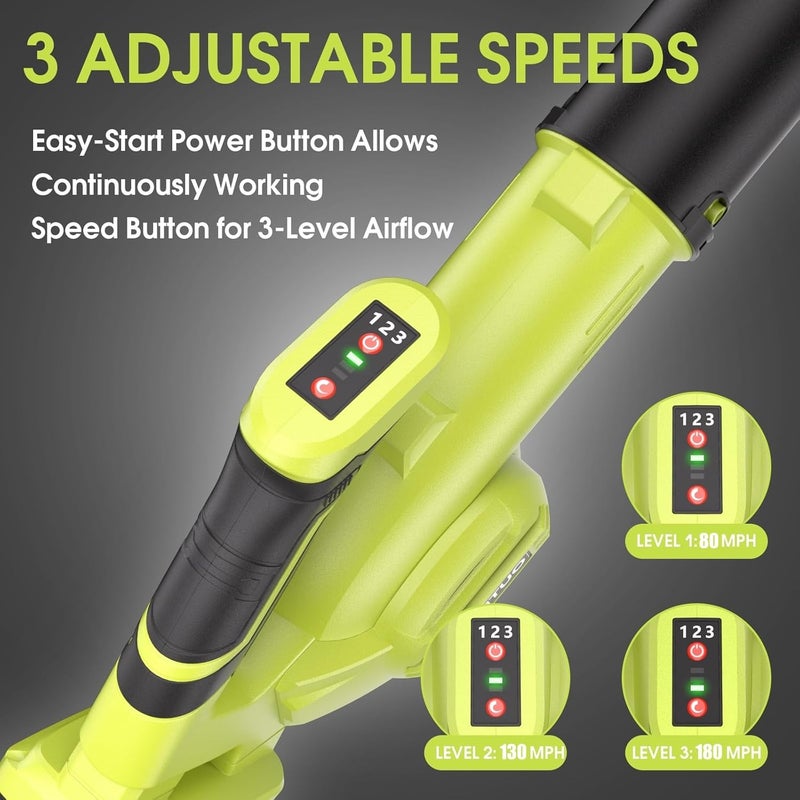 PULITUO Leaf Blower Cordless, 3 in 1 Small Leaf Blower- 180MPH 20,000RPM Brushless Mini Blower Cordless Handheld Battery Blowers for Lawn Care, Dust, Grass and Car (1 Battery) - Image 4